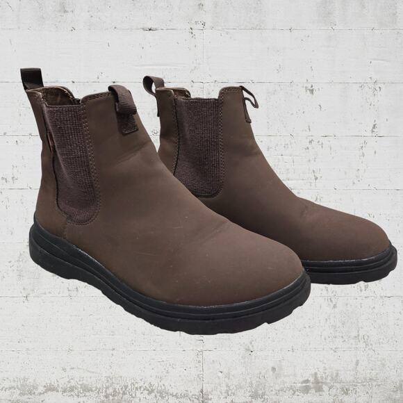 Zara Brown Faux Leather Split Corduroy Sock Boots Pull On Ankle Booties Size 36 - Picture 1 of 11